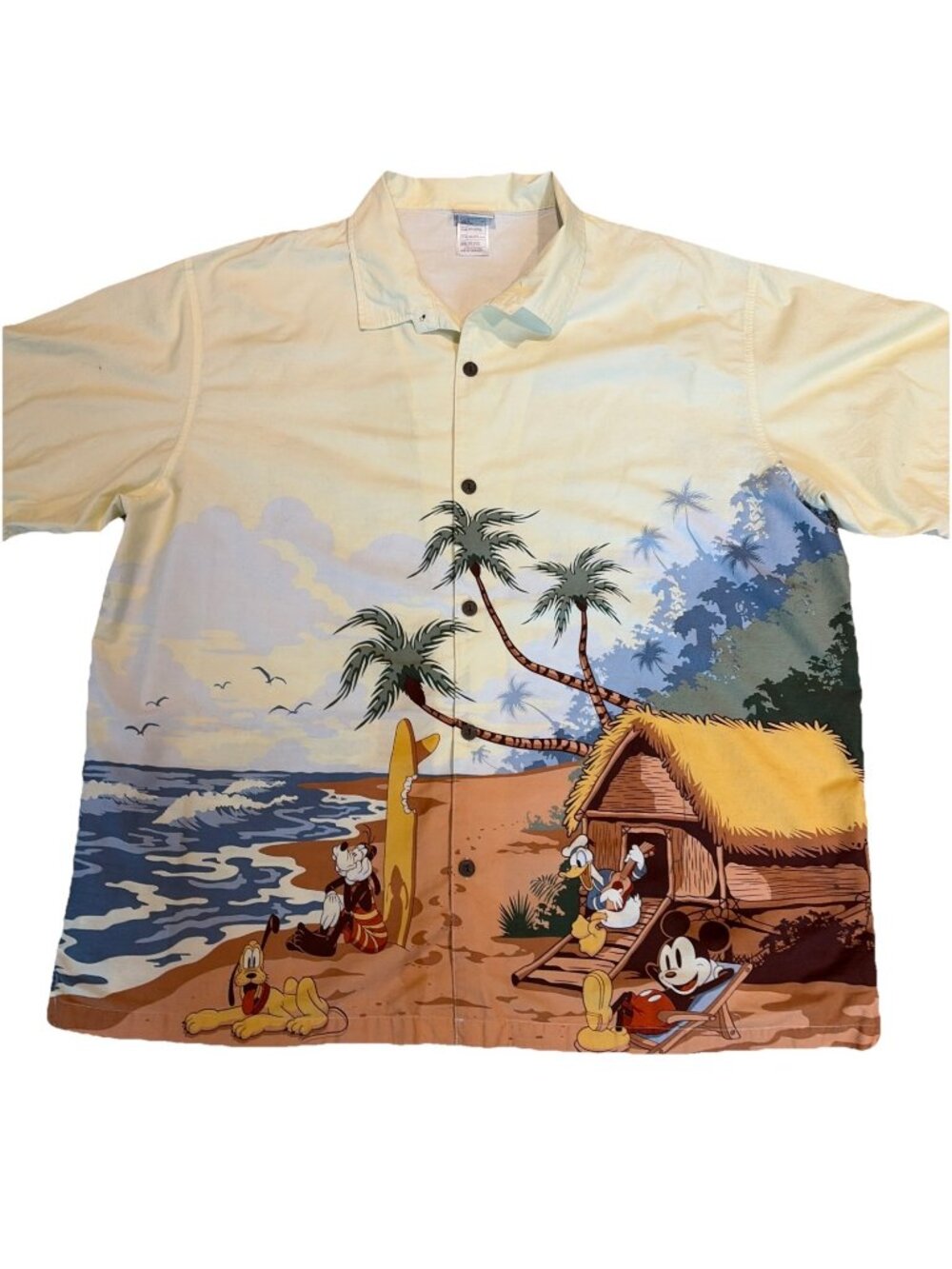 VTG 90s Walt Disney World Hawaiian Shirt Mens 3XL Beach Tiki Mickey & Friends
